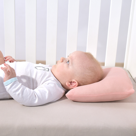 Подушка дитяча ортопедична ТM PAPAELLA для немовлят d-7,5 25*26*8 см пудра, фото 2
