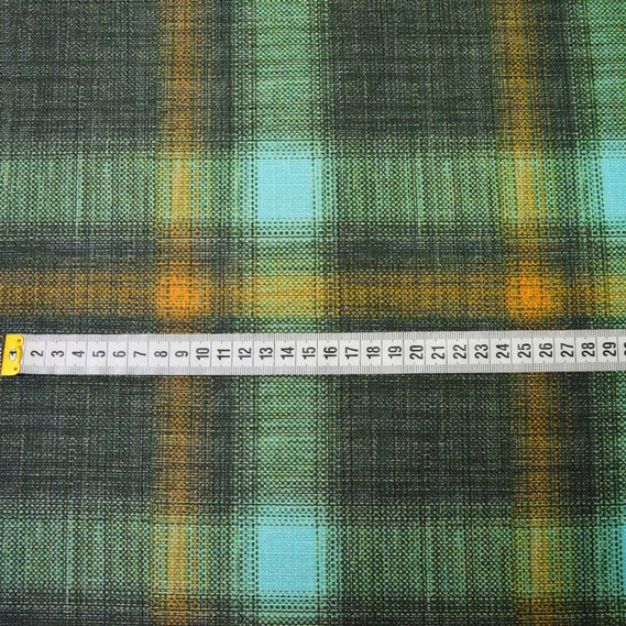 Тканина портьєрна з малюнком Кантрі клітина V-081 зелена, У клітинку, фото 2