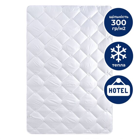 Ковдра зимова полуторна 140х210 см IDEIA, антиалергенна, біла, тепла ковдра, для готелів та дому, фото 1