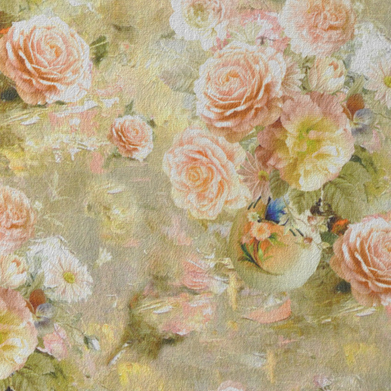 Тканина портьєрна з малюнком Натюрморт V-01 олива, Квітковий, фото 4