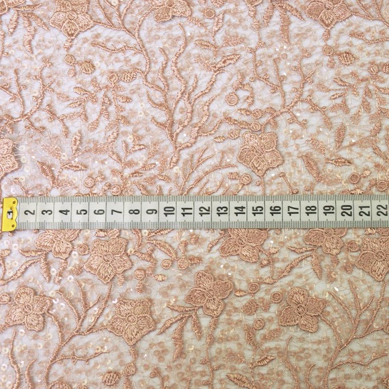 Гипюр-пайетка Соломия пудра, фото 2 Гипюр-пайетка Соломия пудра, фото 2