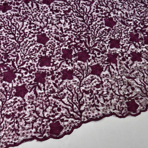 Гипюр-пайетка Соломия слива, фото 1