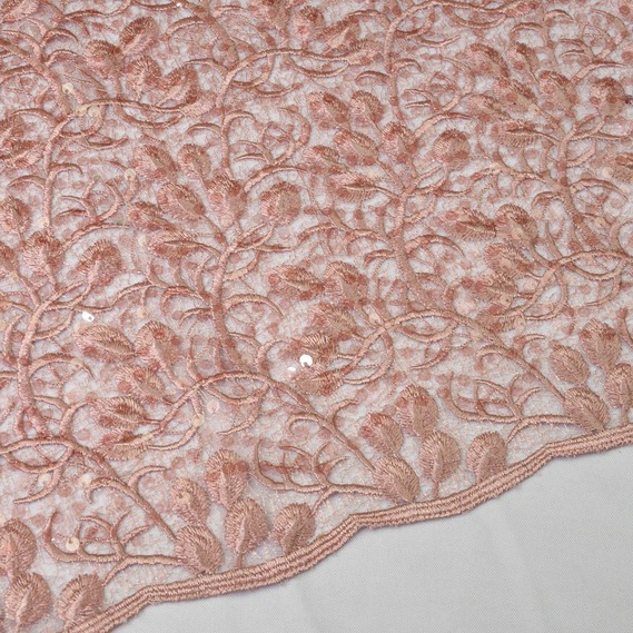 Гипюр-пайетка Микаелла чайна троянда, фото 1 Гипюр-пайетка Микаелла чайна троянда, фото 1