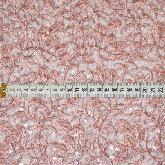 Гипюр-пайетка Микаелла чайна троянда, фото 2 Гипюр-пайетка Микаелла чайна троянда, фото 2