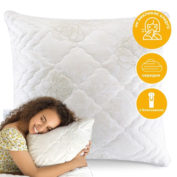 Подушка Air Dream Classic IDEIA 70х70 см два чехла с молнией, антиаллергенная троянди, фото 4