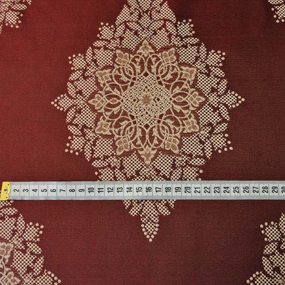 Тканина портьєрна жакардова Дамаск V-602 бордо, фото 2 Тканина портьєрна жакардова Дамаск V-602 бордо, фото 2
