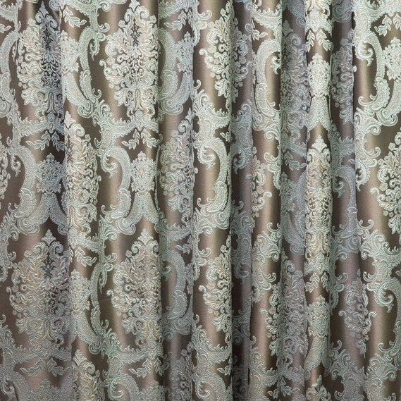 Тканина портьєрна жакардова Мона V-28 сірий бірюза, фото 1