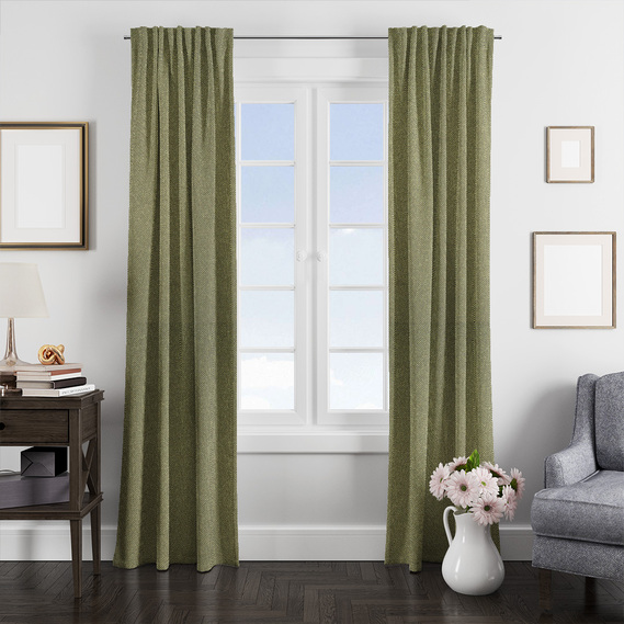 Тканина портьєрна однотонна Блекаут Форсаж V-108 олива, фото 2