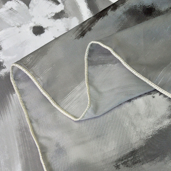 Тюль вуаль набивной Цветок V-01A сіра, Акварель, фото 2