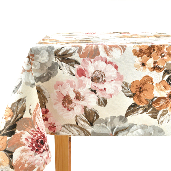 Скатертина з водовідштовхувальним просоченням IDEIA 140х170 см бавовна квіти V-4 пастель , фото 2
