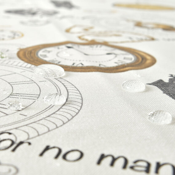 Скатертина з водовідштовхувальним просоченням IDEIA 140х170 см бавовна годинники, фото 3