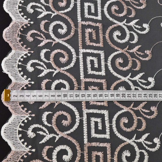 Тюль сітка з вишивкою Miris V-02 пудра, фото 2 Тюль сітка з вишивкою Miris V-02 пудра, фото 2