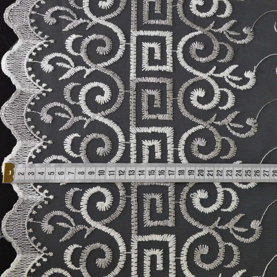 Тюль сітка з вишивкою Miris V-05 сіра, фото 2 Тюль сітка з вишивкою Miris V-05 сіра, фото 2