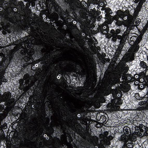 Тканина Гіпюр Галатея чорний, фото 1 Тканина Гіпюр Галатея чорний, фото 1
