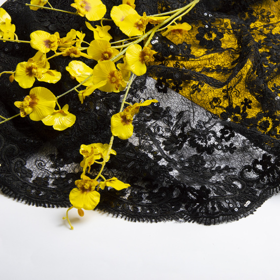 Тканина Гіпюр Галатея чорний, фото 3 Тканина Гіпюр Галатея чорний, фото 3