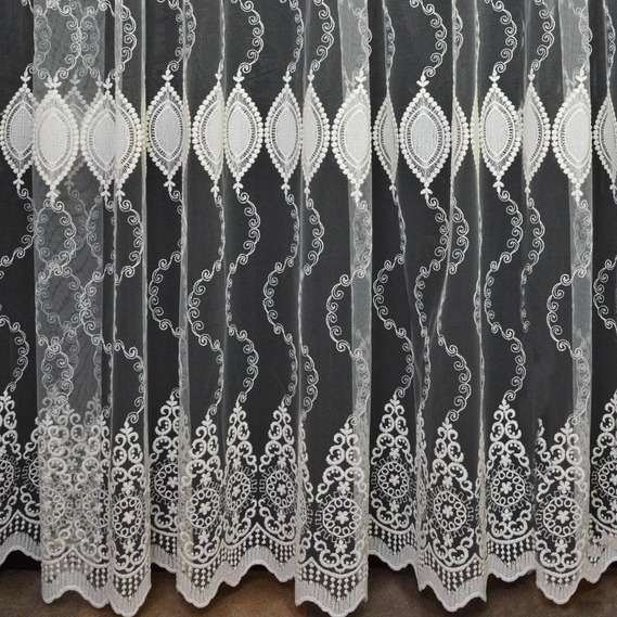 Тюль сетка с вышивкой Калипсо V-03 крем, фото 1 Тюль сетка с вышивкой Калипсо V-03 крем, фото 1