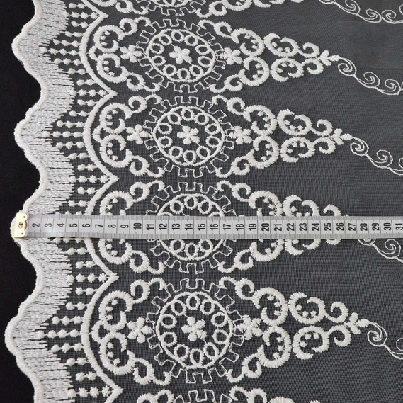 Тюль сетка с вышивкой Калипсо V-03 крем, фото 3