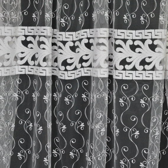 Тюль сетка с вышивкой Джанни біла, фото 2