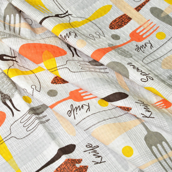 Рушникова вафельна 5355-01 Ложки, Кухонний, фото 1 Рушникова вафельна 5355-01 Ложки, Кухонний, фото 1