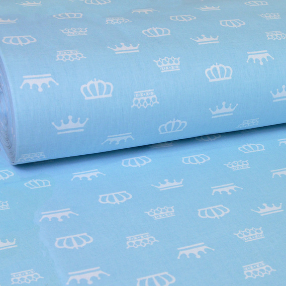 Ткань бязь ранфорс для постельного белья 2,4 м корона блакитн, фото 1