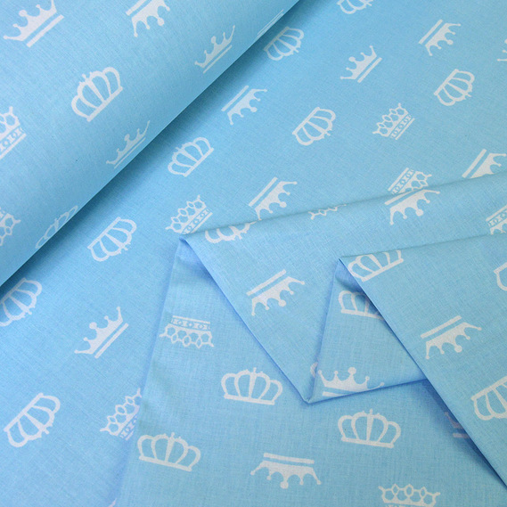 Ткань бязь ранфорс для постельного белья 2,4 м корона блакитн, фото 2