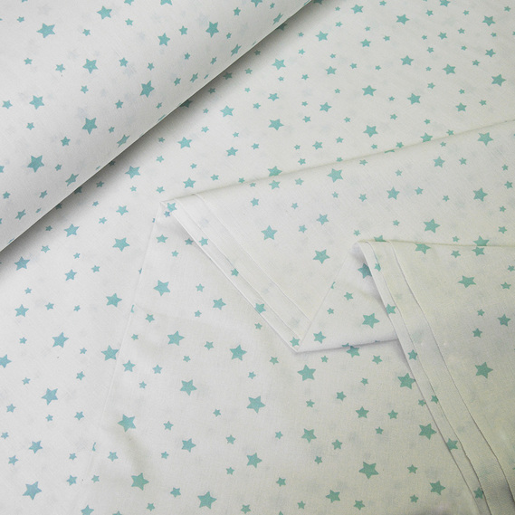 Ranfors calico fabric for bedclothes 2.4 m S-зірка ментол на білому, фото 2