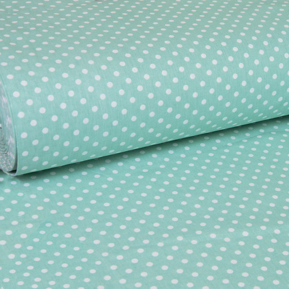 Ranfors calico fabric for bedclothes 2.4 m М-горошок білий на ментолі F-05, фото 1