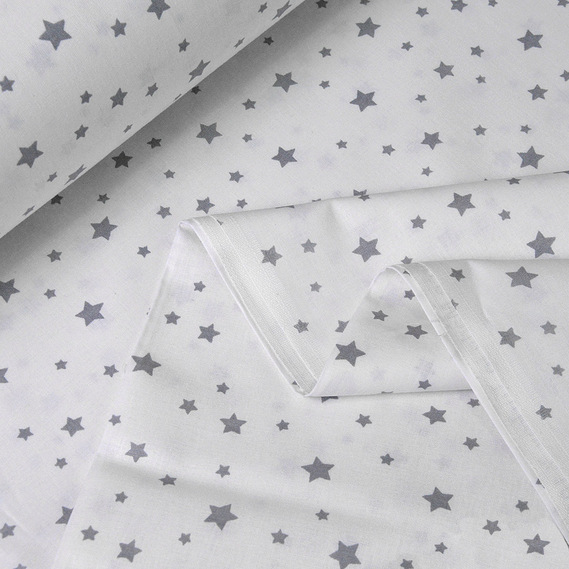 Тканина бязь ранфорс для постільної білизни 2,4 м M+Sзвездочки серые на белом V-06, фото 2
