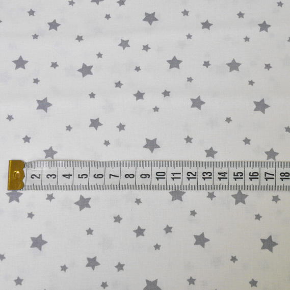 Тканина бязь ранфорс для постільної білизни 2,4 м M+Sзвездочки серые на белом V-06, фото 3
