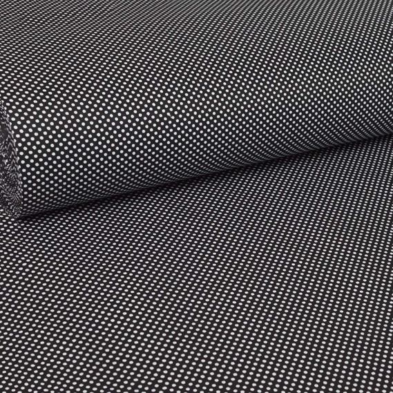 Тканина бязь ранфорс для постільної білизни 2,4 м горошок черный, фото 1 Тканина бязь ранфорс для постільної білизни 2,4 м горошок черный, фото 1