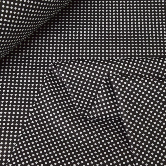 Тканина бязь ранфорс для постільної білизни 2,4 м горошок черный, фото 2 Тканина бязь ранфорс для постільної білизни 2,4 м горошок черный, фото 2