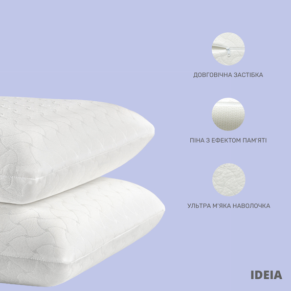 Подушка ортопедическая MEMORY FOAM IDEIA 59х43х12 см с эффектом памяти, мемори, с наволочкой на молниий, фото 4