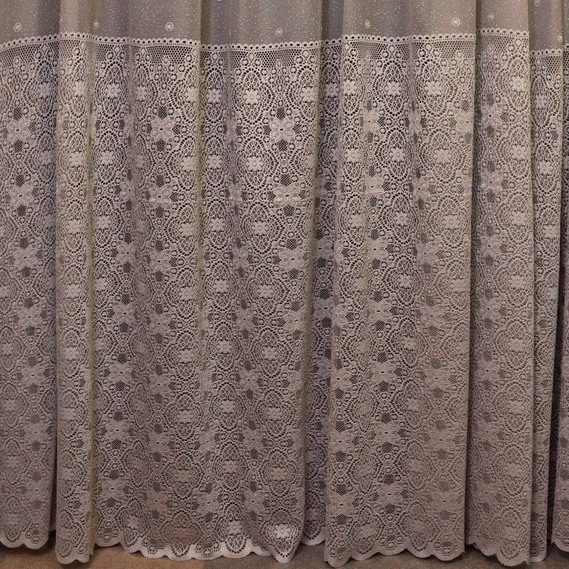 Тюль жаккард Изадора кайма V-1285 шоколад, фото 1 Тюль жаккард Изадора кайма V-1285 шоколад, фото 1
