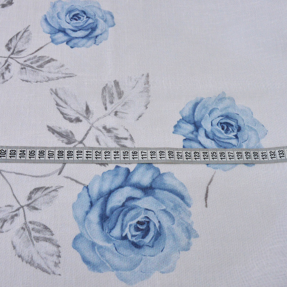 Ткань тюль батист набивной Amore  V-05 блакитна, фото 3