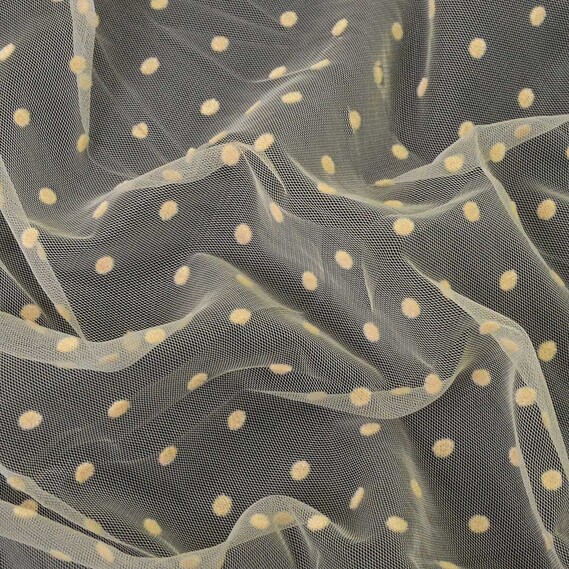 Фатин Горошок флок беж/оливка, фото 1