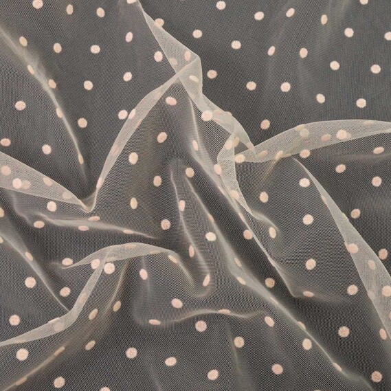 Фатин Горошок флок персик, фото 1