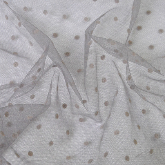 Фатин Горошок флок сірий, фото 1 Фатин Горошок флок сірий, фото 1