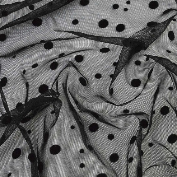 Фатин Горошок флок сер/дріб чорний, фото 1