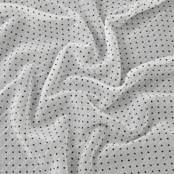 Шифон Горошок флок люрекс білий, фото 1