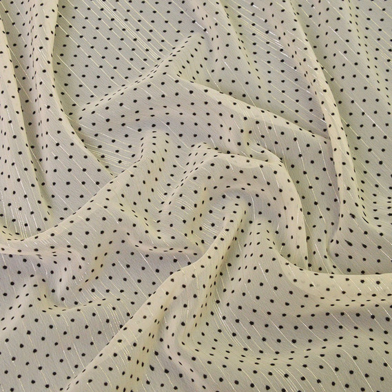 Шифон Горошок флок люрекс крем , фото 1 Шифон Горошок флок люрекс крем , фото 1