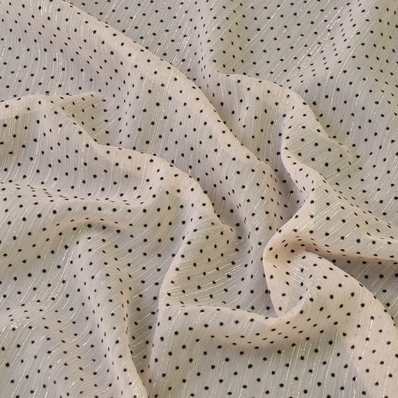 Шифон Горошок флок люрекс св/пудра, фото 1