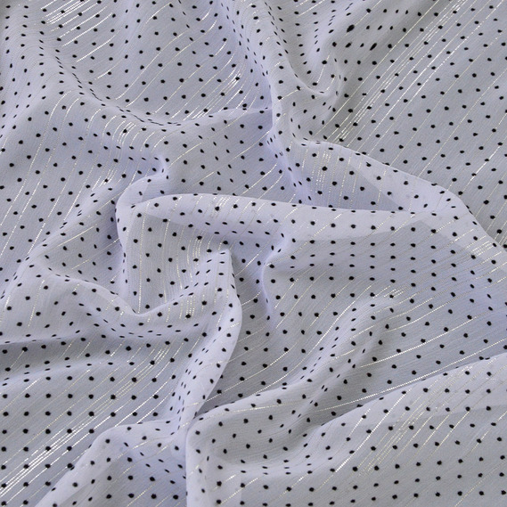 Шифон Горошок флок люрекс св/бузок, фото 1