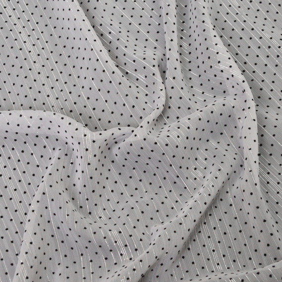 Шифон Горошок флок люрекс сірий, фото 1