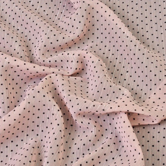 Шифон Горошек флок люрекс пудра, фото 1