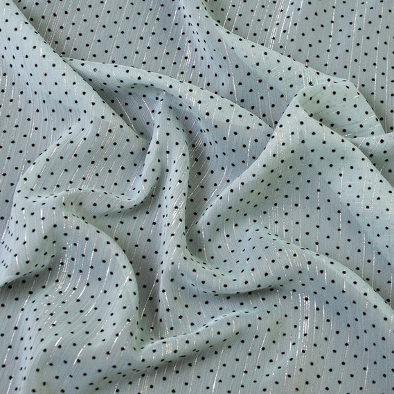 Шифон Горошок флок люрекс т/ментол, фото 1