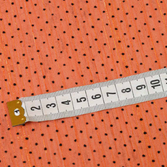 Шифон Горошок флок люрекс рудий, фото 2