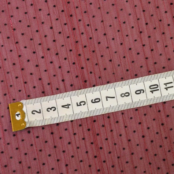 Шифон Горошок флок люрекс вишня , фото 2