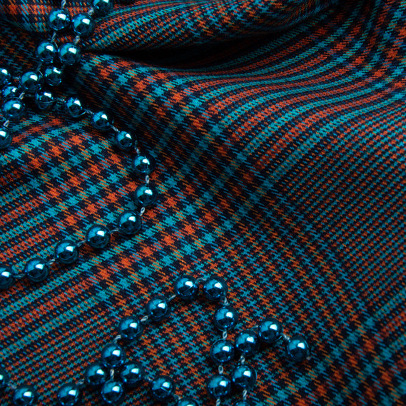 Fabric Suit Cage V-138/1 бірюза/помар/чорна, У клітинку, фото 3