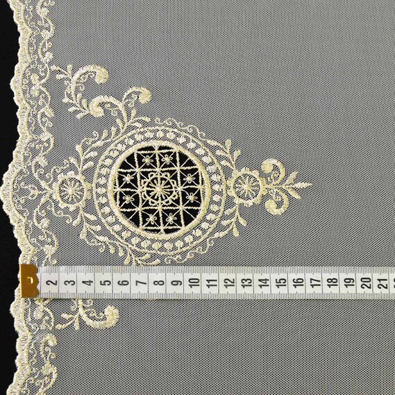 Тюль фатин з вишивкою Геральдіна V-C1 золото, фото 3