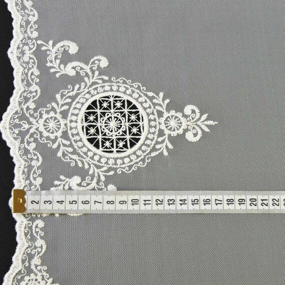 Тюль фатин з вишивкою Геральдіна V-A1 крем, фото 3